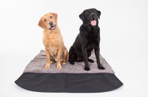 Reversible car boot dog mat with muddy Scrabbler flap with Matching Mollies